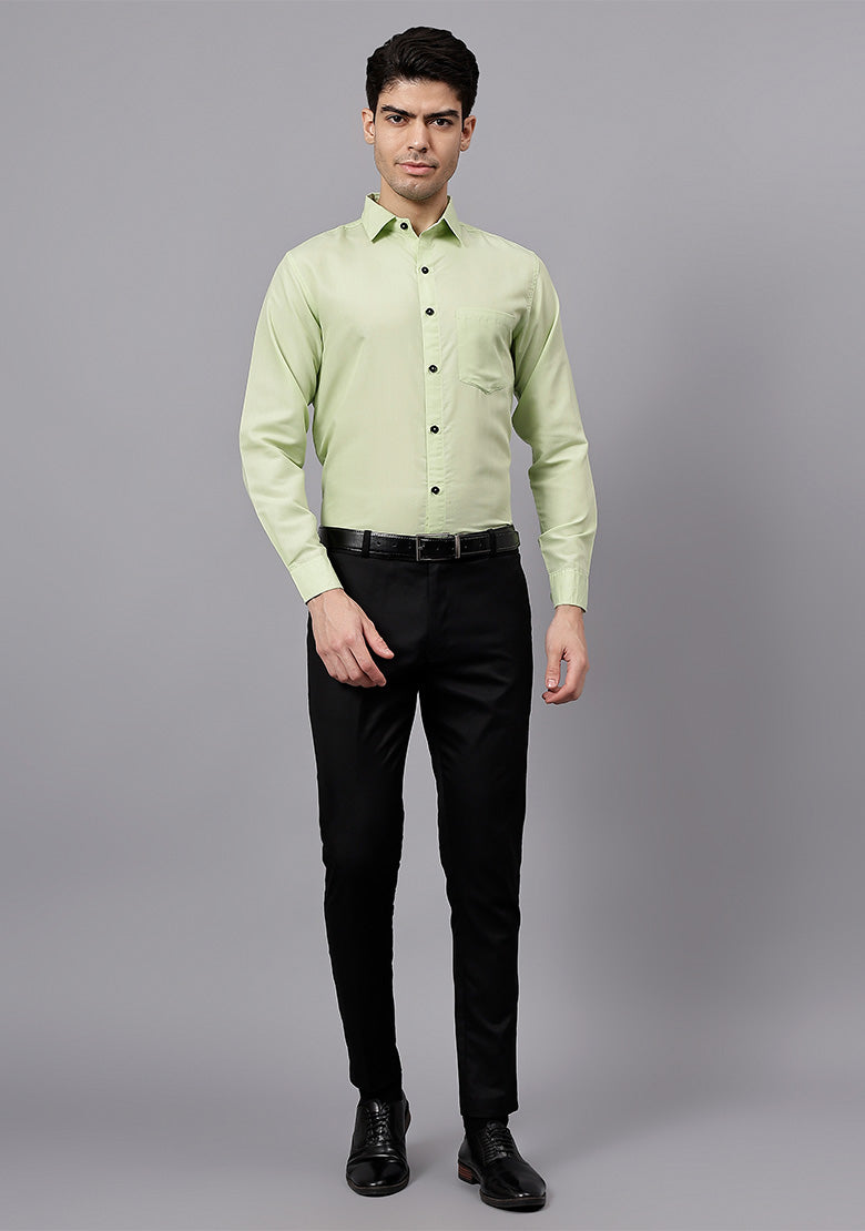 Men's Cotton Blend Slim Fit Formal Shirt in Beige by BLUE ROBED, view