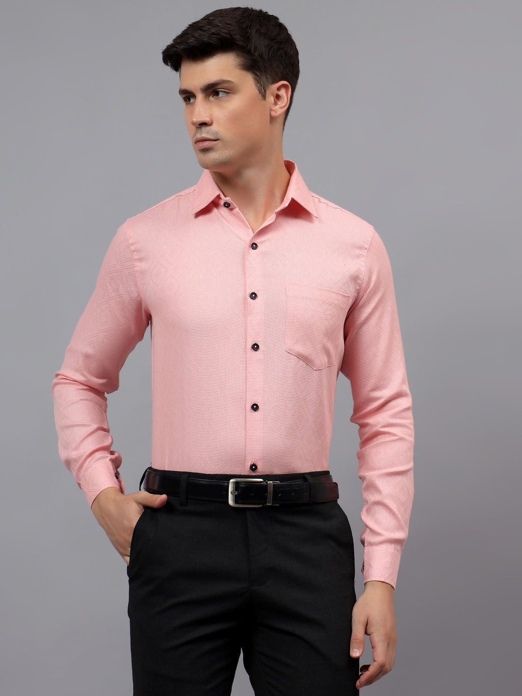 Men's Full Sleeve Spread Collar Premium Casual Shirt for Men in Black by BLUE ROBED, back view