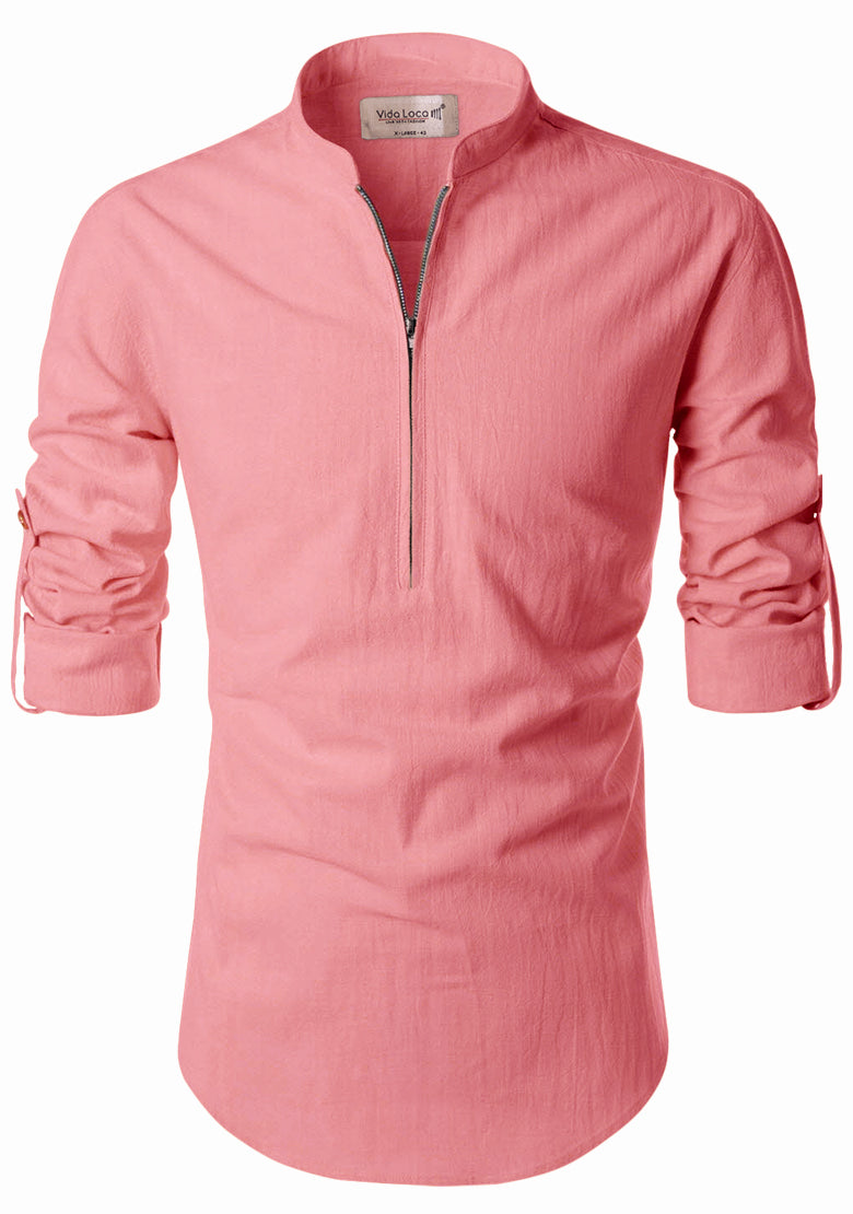 BLUE ROBED men's Casual ZIP Style Full Sleeve Kurta in Peach view 46