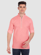 BLUE ROBED men's Casual ZIP Style Full Sleeve Cotton Kurta in Peach view 36