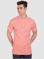 BLUE ROBED men's Half Sleeve Casual Cotton Kurta Daily Wear in Peach view 47