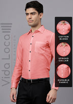 Men's Cotton Blend Slim Fit Formal Shirt in Beige by BLUE ROBED, side view