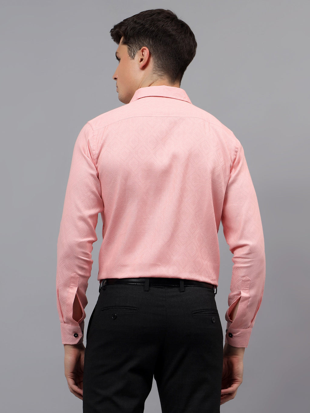 Men's Full Sleeve Spread Collar Premium Casual Shirt for Men in Black by BLUE ROBED, detail view