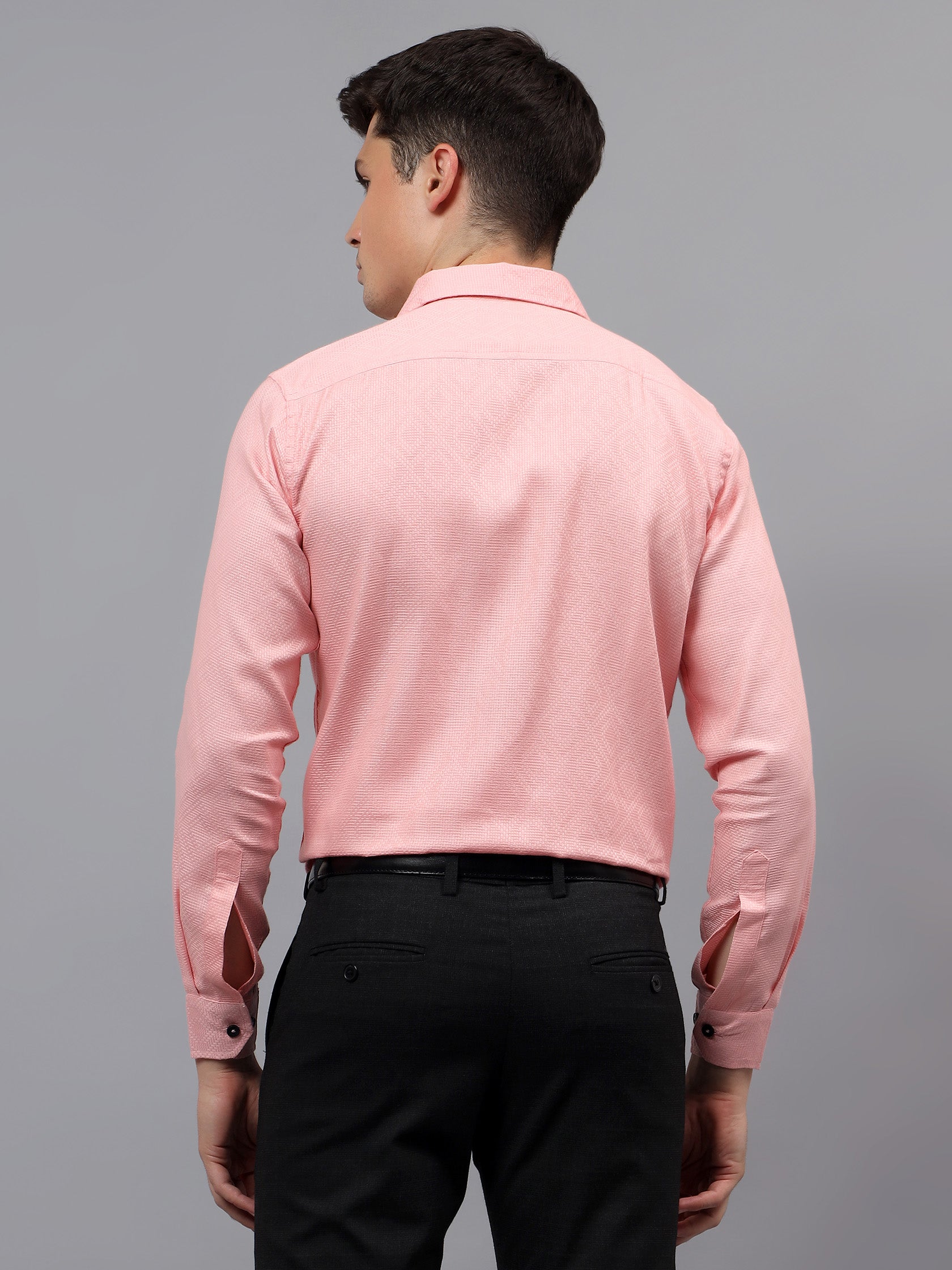 Men's Full Sleeve Spread Collar Premium Casual Shirt for Men in Black by BLUE ROBED, detail view