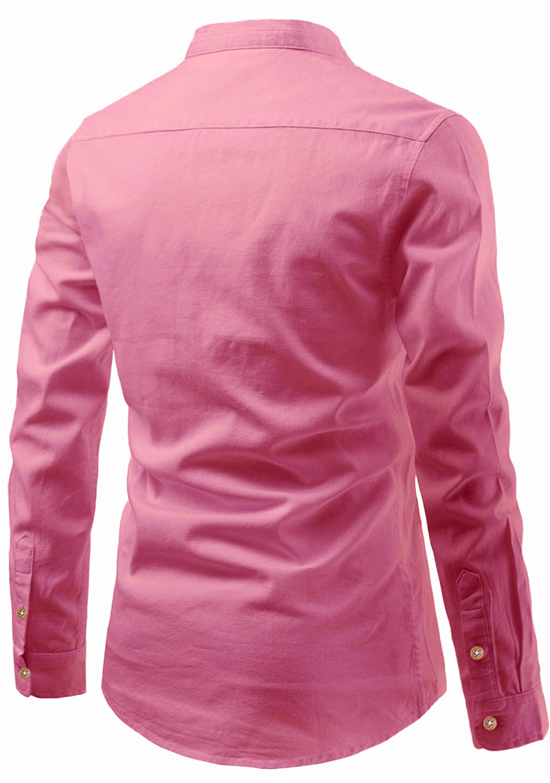 BLUE ROBED men's Casual Slim Fit Full Sleeve Double Pocket Cotton Kurta in Peach view 86