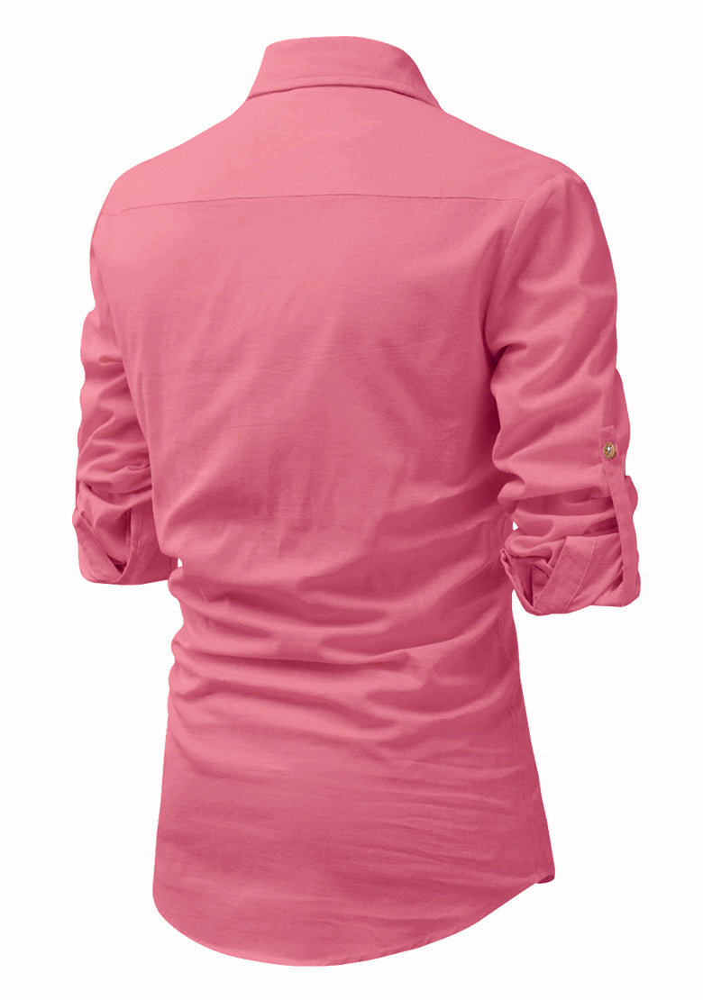 BLUE ROBED men's Full Sleeve Casual Cotton Kurta in Peach view 58