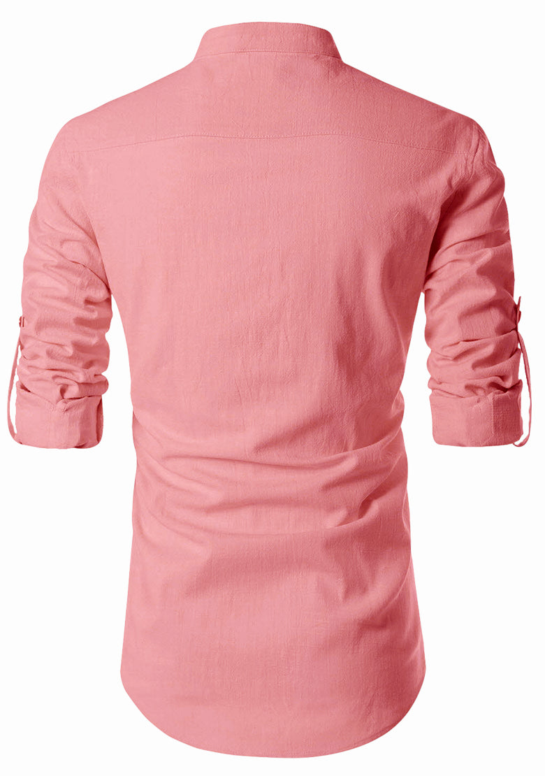 BLUE ROBED men's Casual ZIP Style Full Sleeve Kurta in Peach view 47