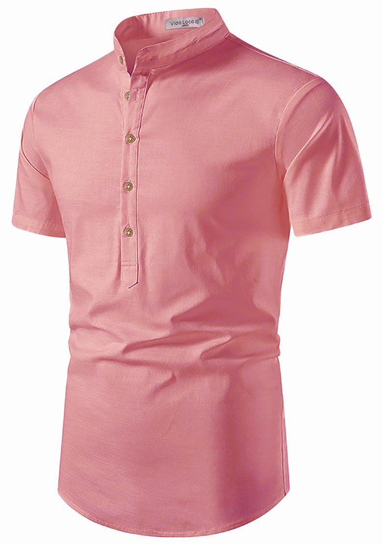 BLUE ROBED men's Half Sleeve Casual Cotton Kurta Office Wear in Peach view 41