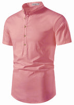 BLUE ROBED men's Half Sleeve Casual Cotton Kurta Office Wear in Peach view 41
