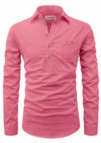 BLUE ROBED men's Full Sleeve Casual Cotton Kurta in Peach view 59