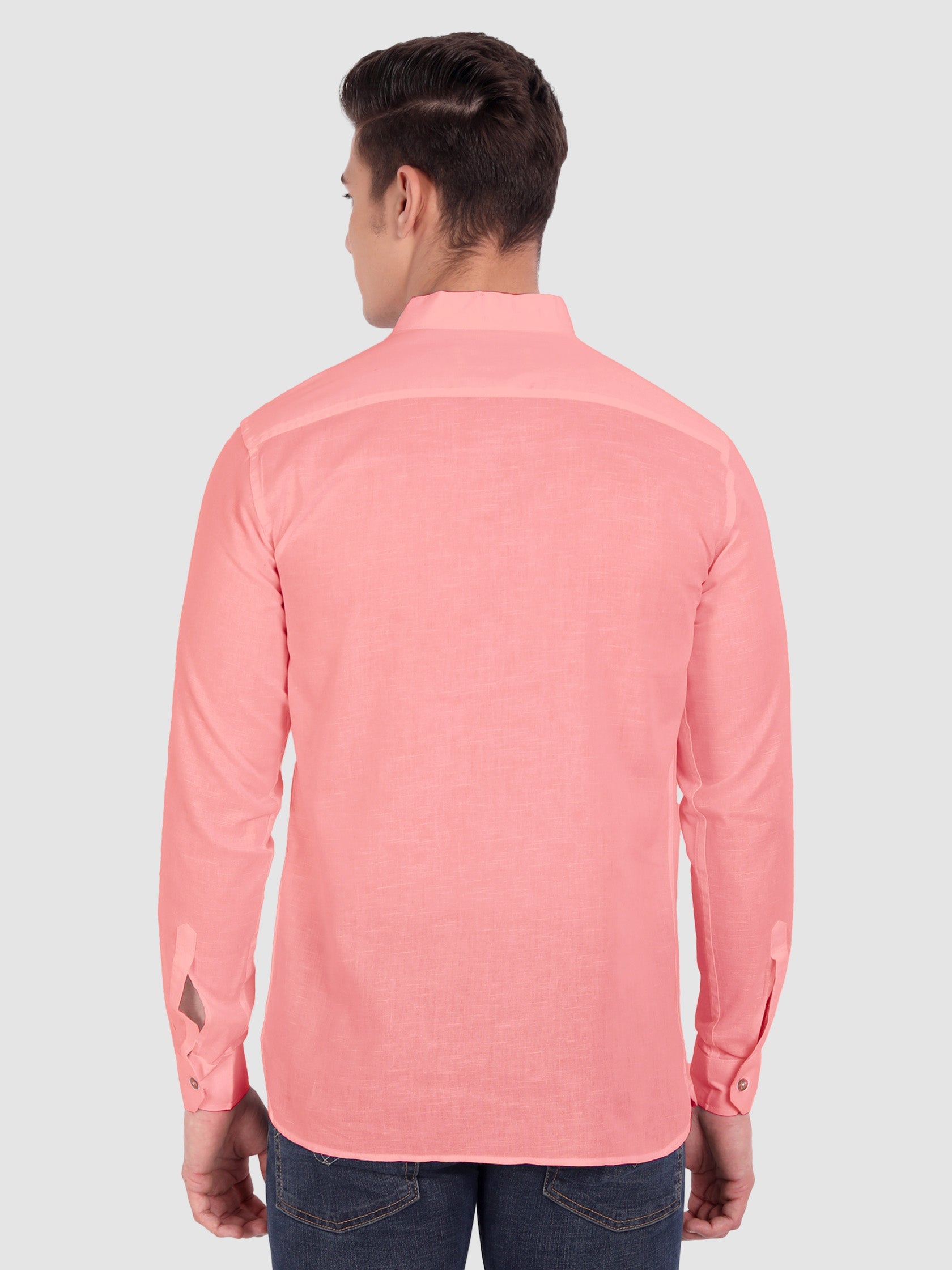 BLUE ROBED men's Casual ZIP Style Full Sleeve Cotton Kurta in Peach view 38