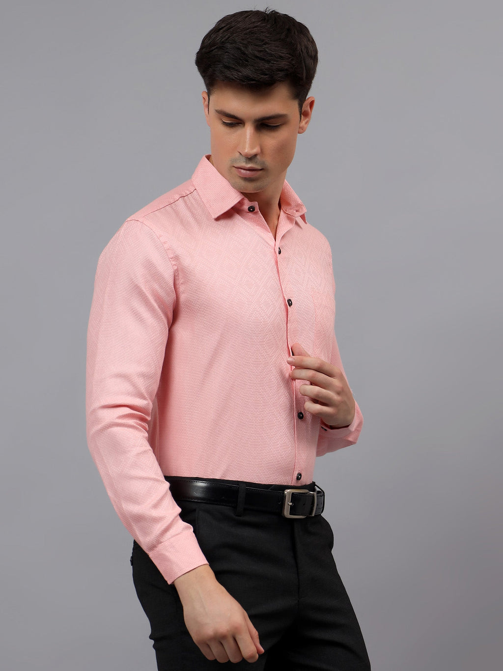 Men's Full Sleeve Spread Collar Premium Casual Shirt for Men in Black by BLUE ROBED, style view