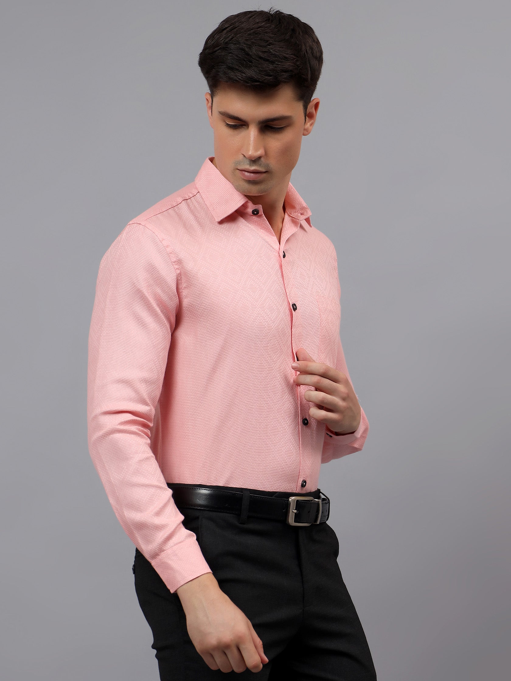 Men's Full Sleeve Spread Collar Premium Casual Shirt for Men in Black by BLUE ROBED, style view
