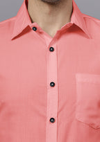 Men's Cotton Blend Slim Fit Formal Shirt in Beige by BLUE ROBED, detail view