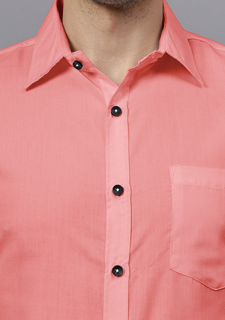 Men's Cotton Blend Slim Fit Formal Shirt in Beige by BLUE ROBED, detail view