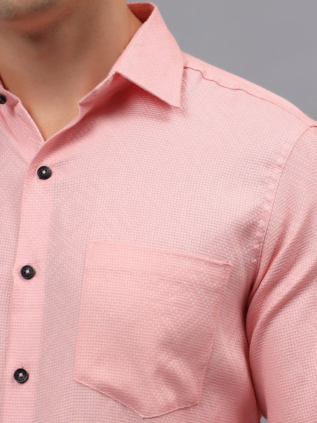 Men's Full Sleeve Spread Collar Premium Casual Shirt for Men in Black by BLUE ROBED, fit view