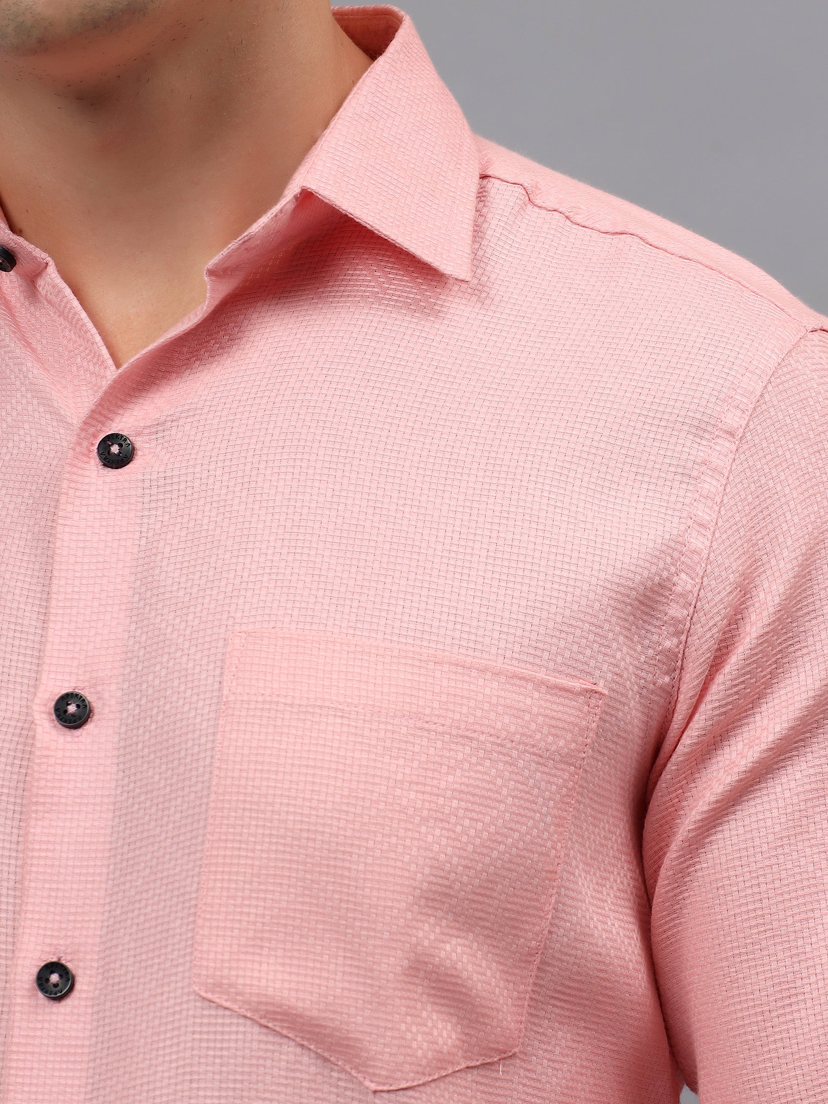 Men's Full Sleeve Spread Collar Premium Casual Shirt for Men in Black by BLUE ROBED, fit view