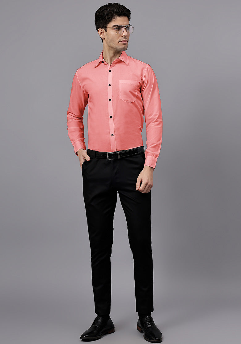 Men's Cotton Blend Slim Fit Formal Shirt in Beige by BLUE ROBED, style view