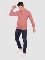 BLUE ROBED men's Casual Slim Fit Full Sleeve Cotton Kurta in Peach view 57
