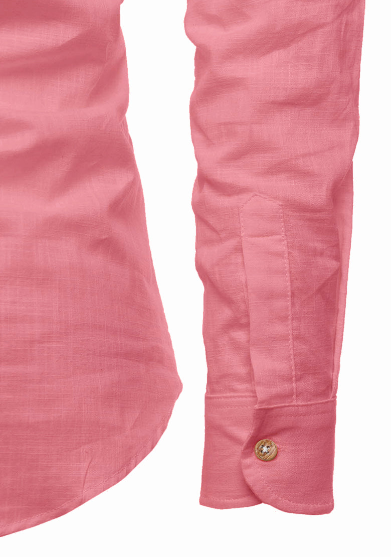 BLUE ROBED men's Casual Slim Fit Full Sleeve Kurta in Peach view 64