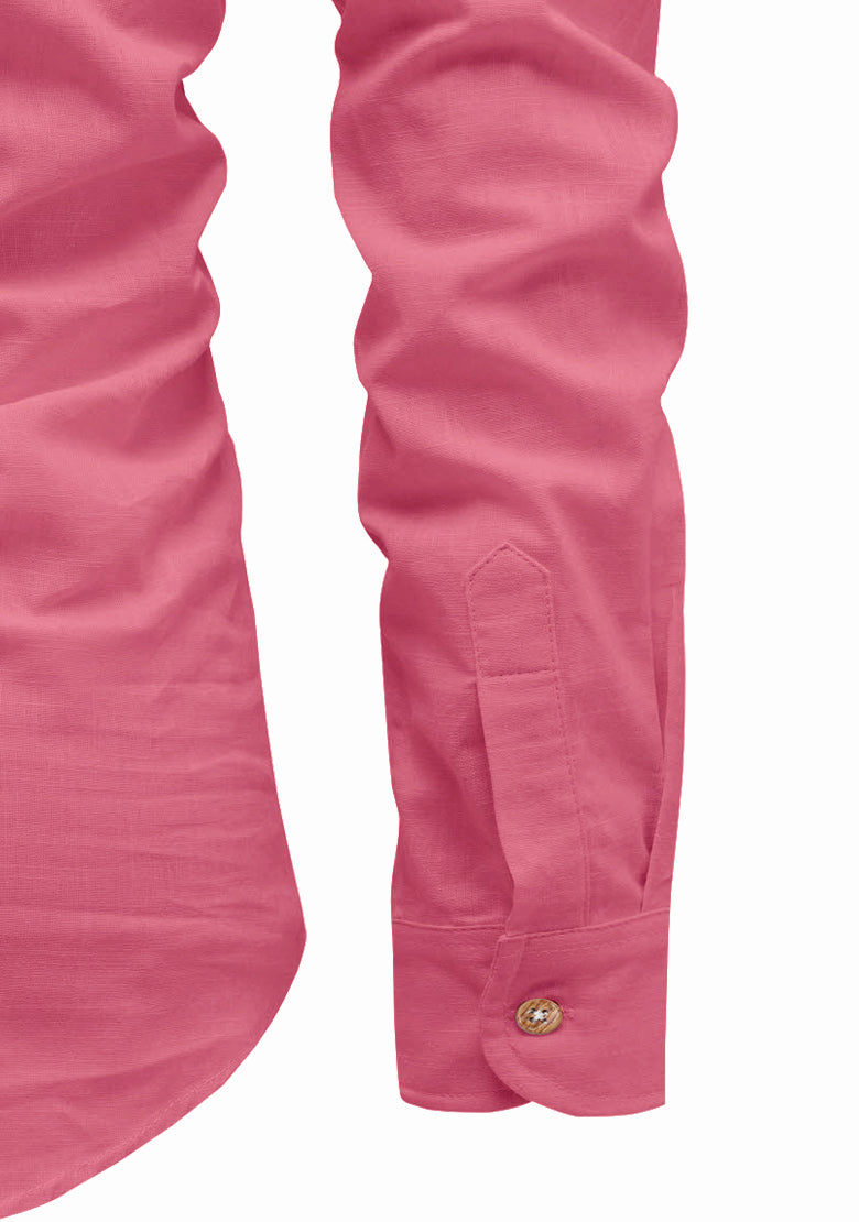 BLUE ROBED men's Full Sleeve Casual Cotton Kurta in Peach view 64