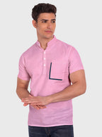 BLUE ROBED men's Casual Half Sleeve Slim Fit Kurta in Pink view 21
