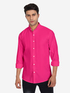 Men's Pure Cotton Mandarin Collar Casual Shirt in White by BLUE ROBED, detail view