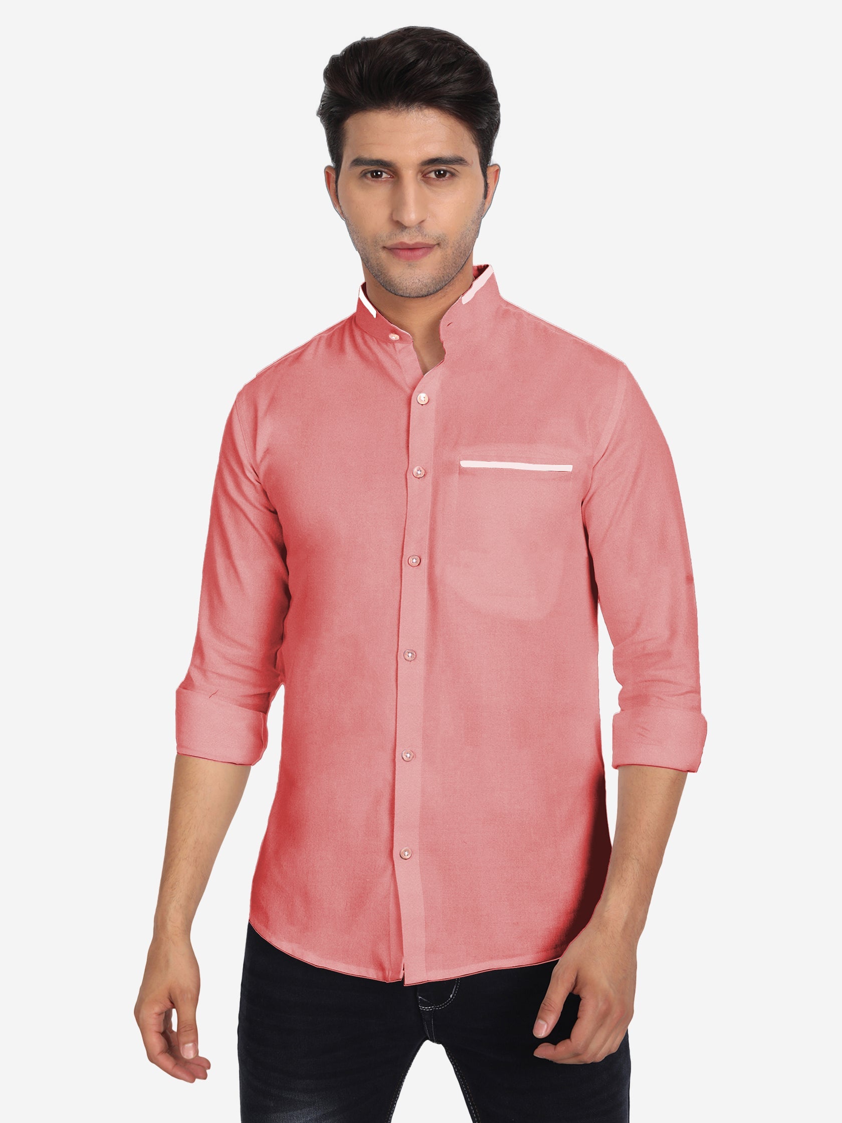 Men's Casual Shirt Full Sleeve Oxford Design Shirt in Black by BLUE ROBED, detail view