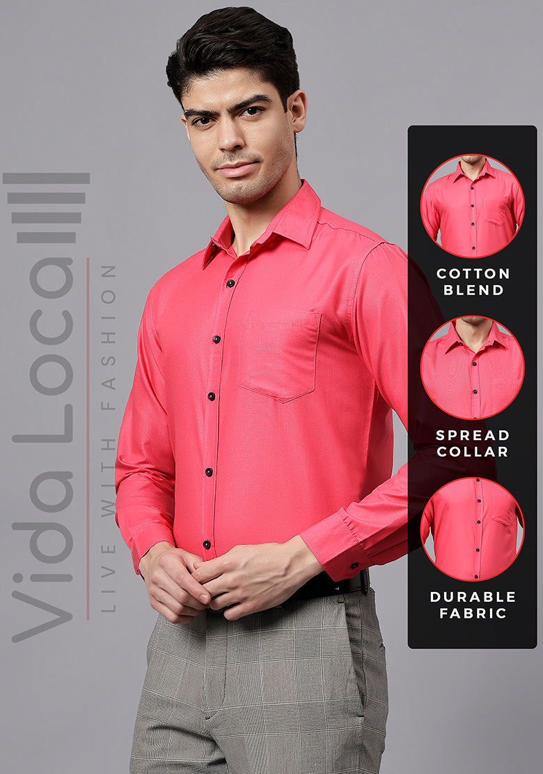 Men's Cotton Blend Slim Fit Formal Shirt in Beige by BLUE ROBED, side view