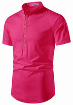 BLUE ROBED men's Half Sleeve Casual Cotton Kurta Office Wear in Pink view 45