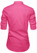BLUE ROBED men's Casual Slim Fit Full Sleeve Pocket Contrast Kurta in Pink view 49
