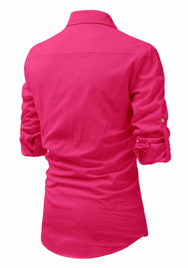BLUE ROBED men's Full Sleeve Casual Cotton Kurta in Pink view 66