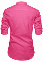 BLUE ROBED men's Casual Slim Fit Full Sleeve Kurta in Pink view 67