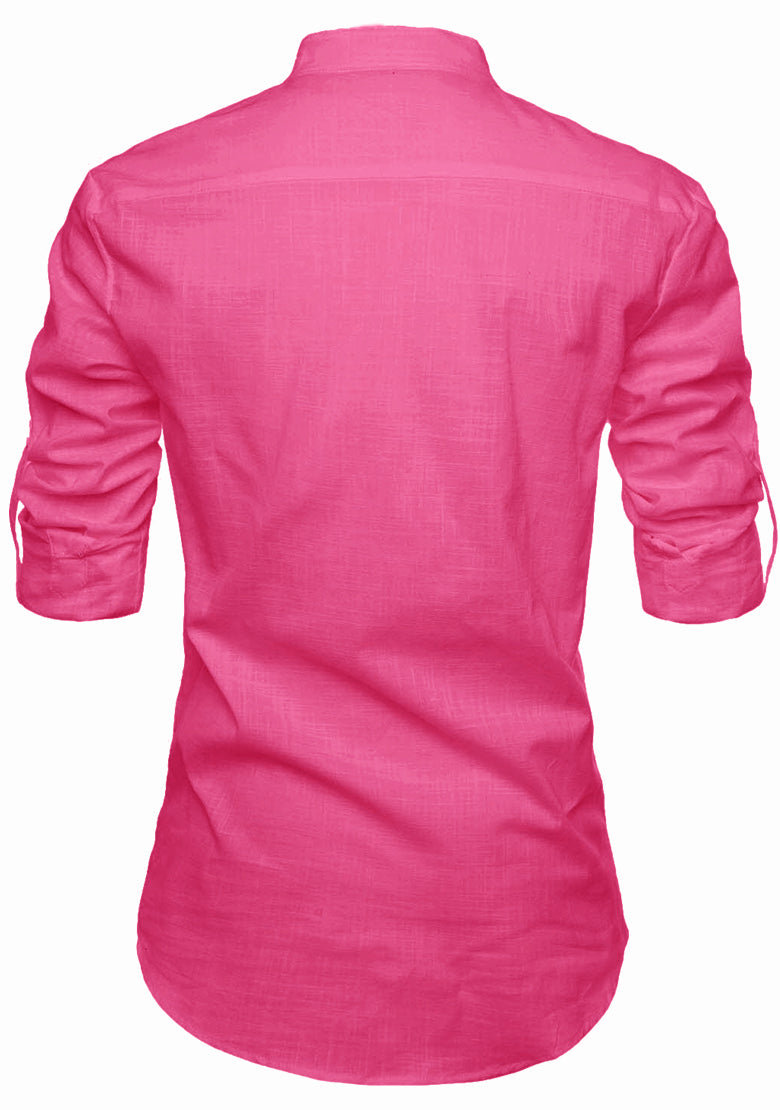 BLUE ROBED men's Casual Slim Fit Full Sleeve Kurta in Pink view 67