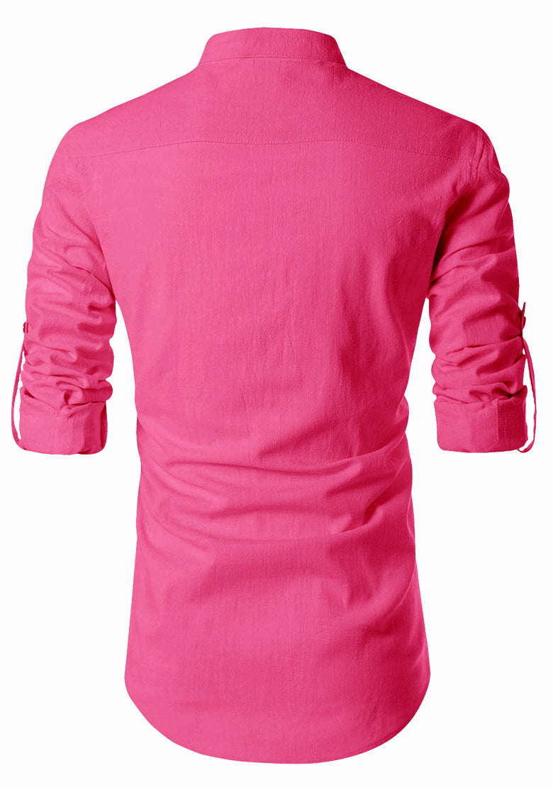 BLUE ROBED men's Casual ZIP Style Full Sleeve Kurta in Pink view 51
