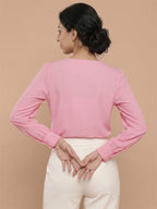 Women’s Crepe Formal Top | Elegant V-Neck Office Wear Blouse