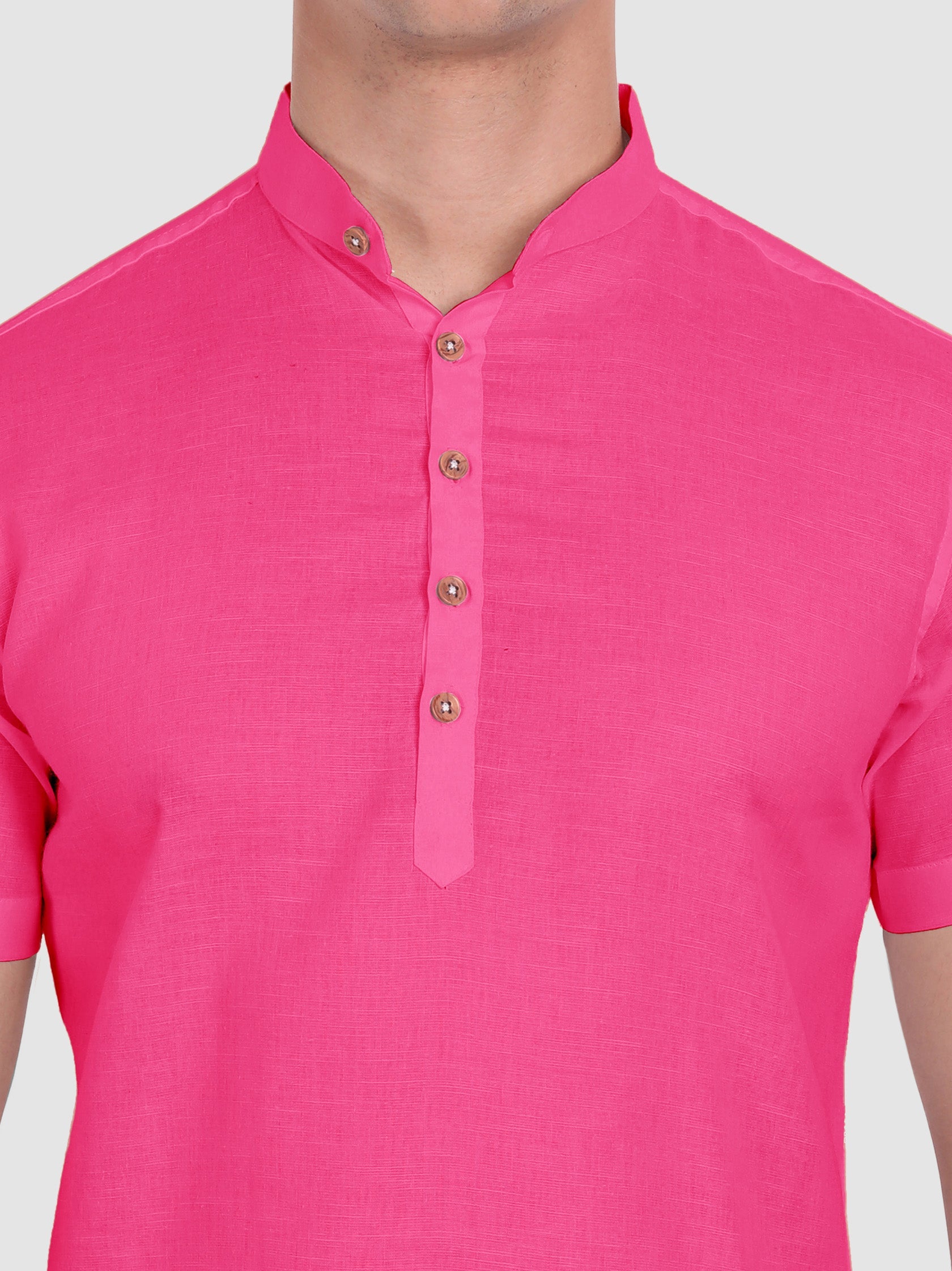 BLUE ROBED men's Half Sleeve Casual Cotton Kurta Daily Wear in Pink view 54
