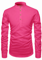 BLUE ROBED men's Casual Slim Fit Full Sleeve Kurta in Pink view 68