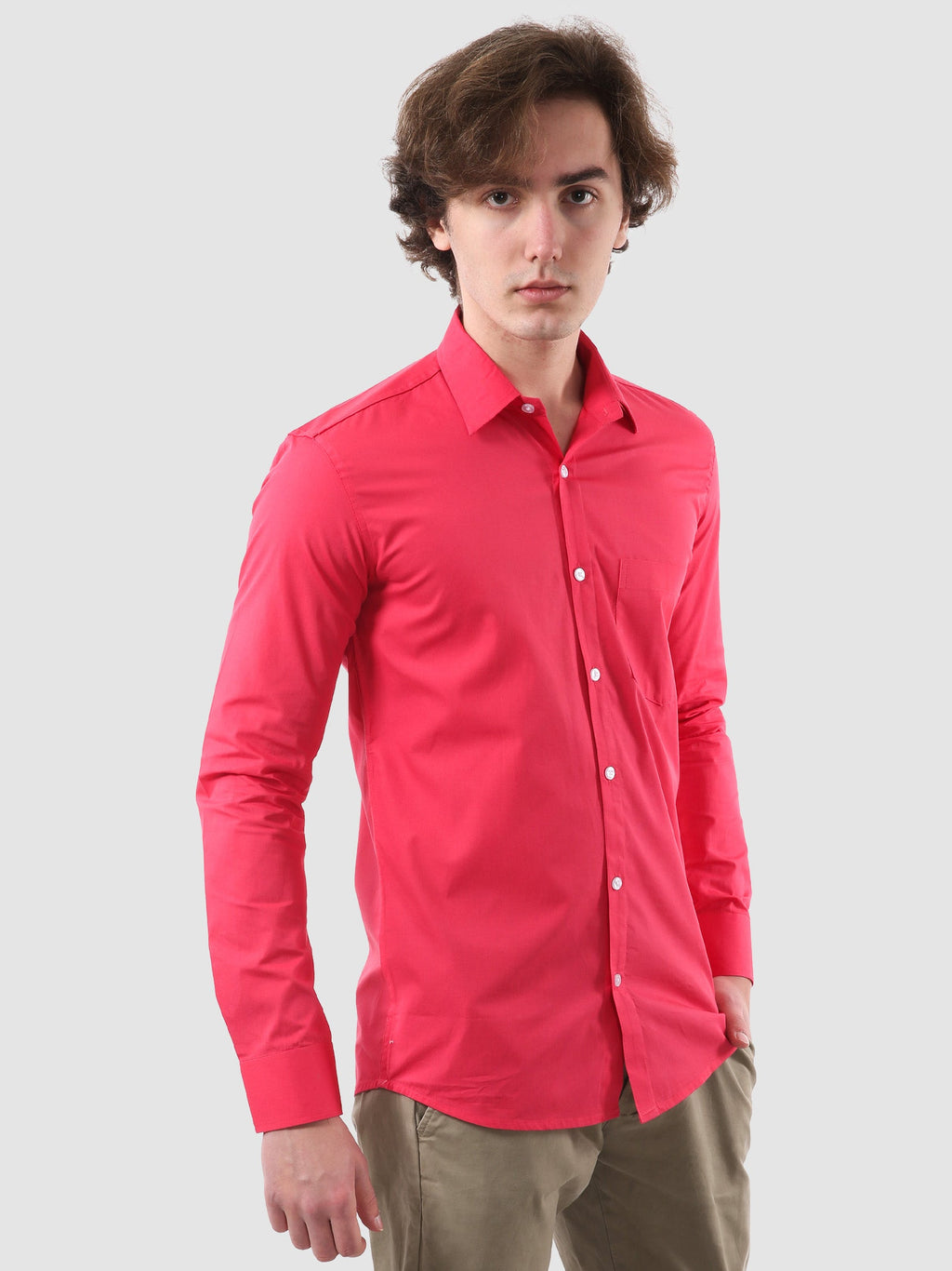 Men's Formal Full Sleeve Plain Shirt in White by BLUE ROBED, side view