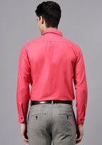 Men's Cotton Blend Slim Fit Formal Shirt in Beige by BLUE ROBED, back view