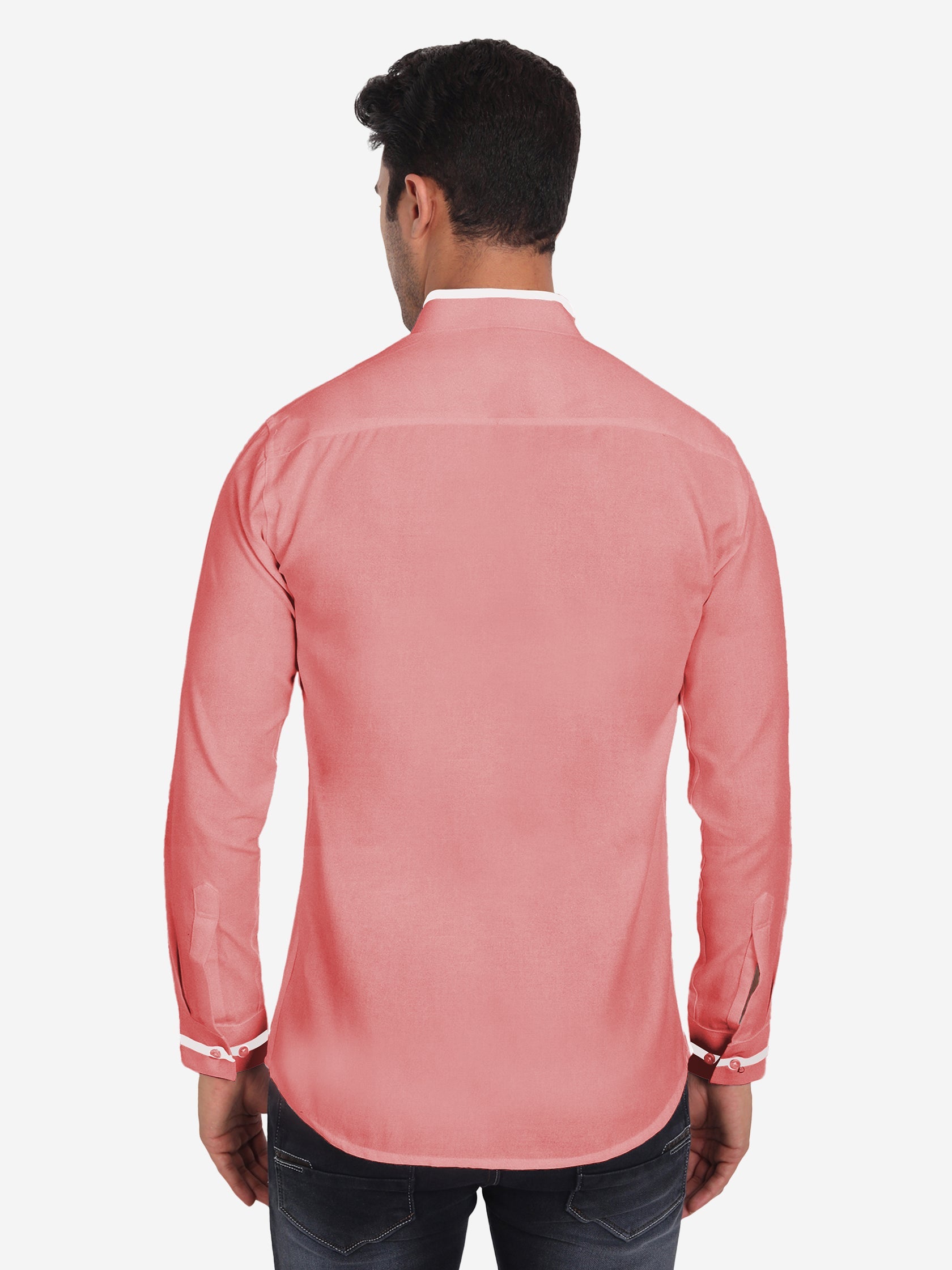 Men's Casual Shirt Full Sleeve Oxford Design Shirt in Black by BLUE ROBED, fit view