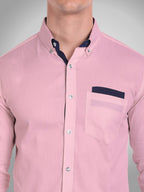 Men's Casual Full Sleeve Silver Button Shirt in White by BLUE ROBED, fit view