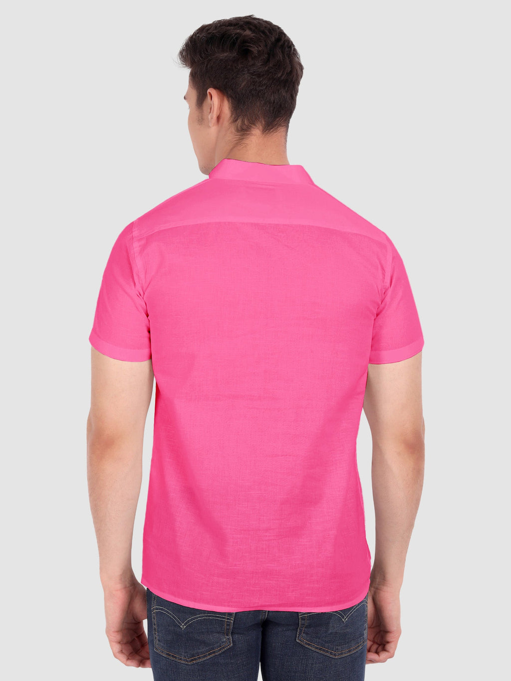 BLUE ROBED men's Half Sleeve Casual Cotton Kurta Daily Wear in Pink view 55
