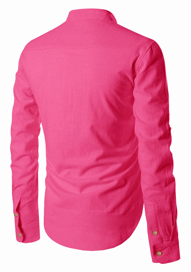 BLUE ROBED men's Casual ZIP Style Full Sleeve Kurta in Pink view 53