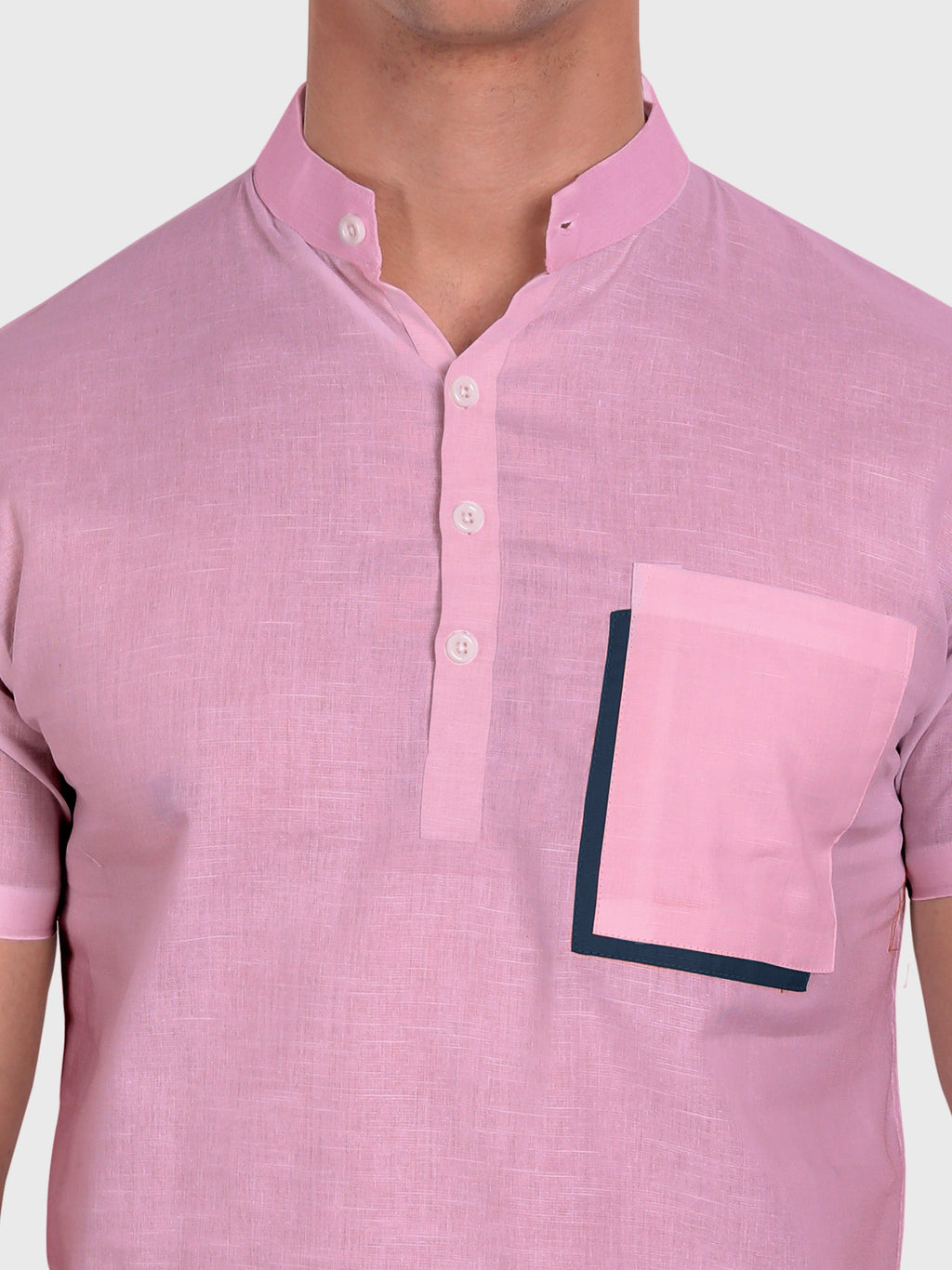 BLUE ROBED men's Casual Half Sleeve Slim Fit Kurta in Pink view 24