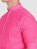BLUE ROBED men's Casual ZIP Style Full Sleeve Cotton Kurta in Pink view 44