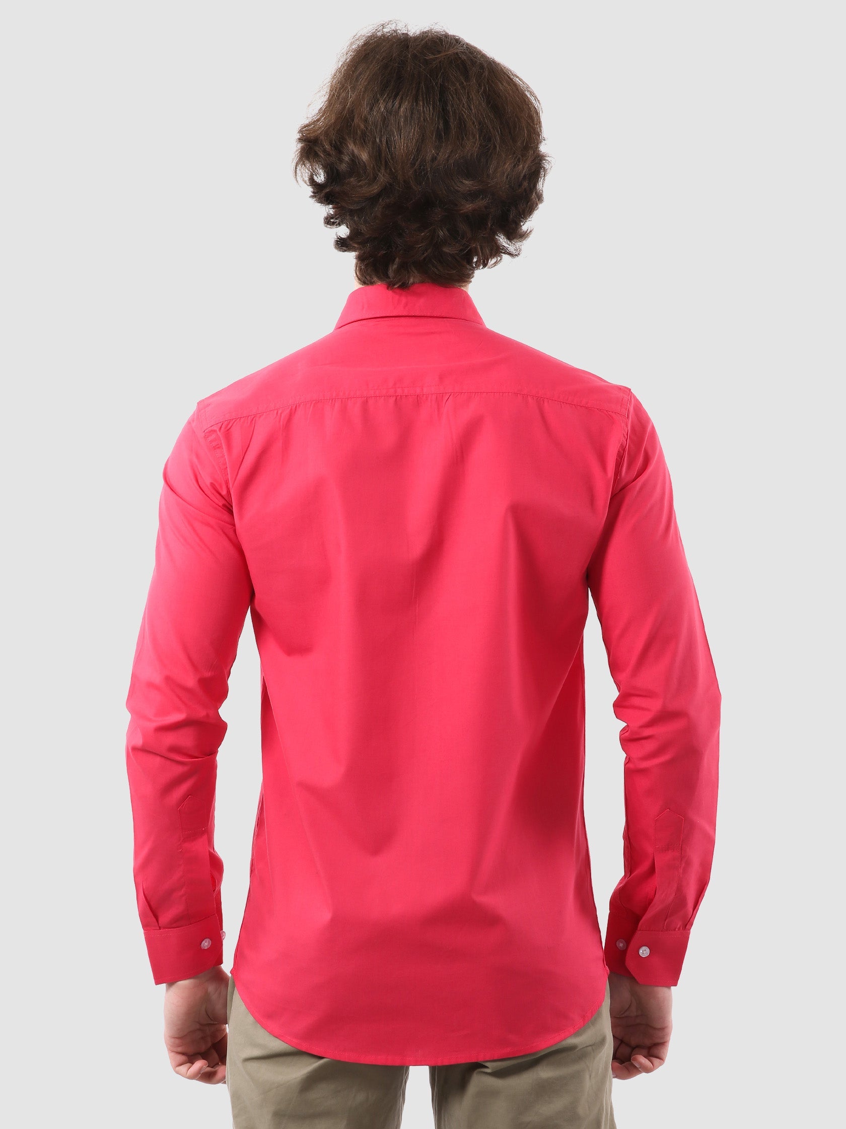 Men's Formal Full Sleeve Plain Shirt in White by BLUE ROBED, back view
