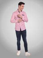 Men's Casual Full Sleeve Silver Button Shirt in White by BLUE ROBED, fabric detail