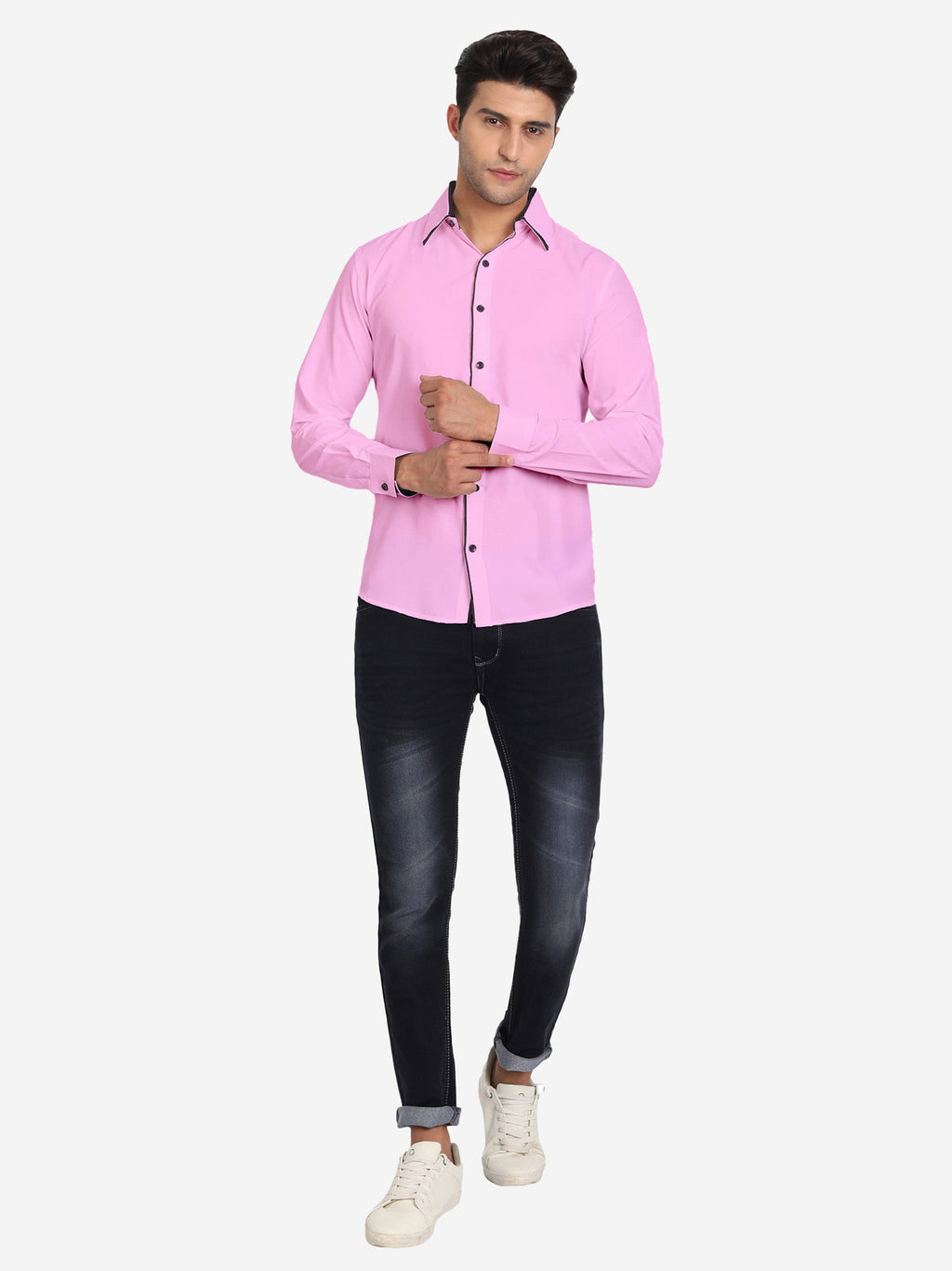 Men's Casual Full Sleeve XMan Shirt in White by BLUE ROBED, detail view