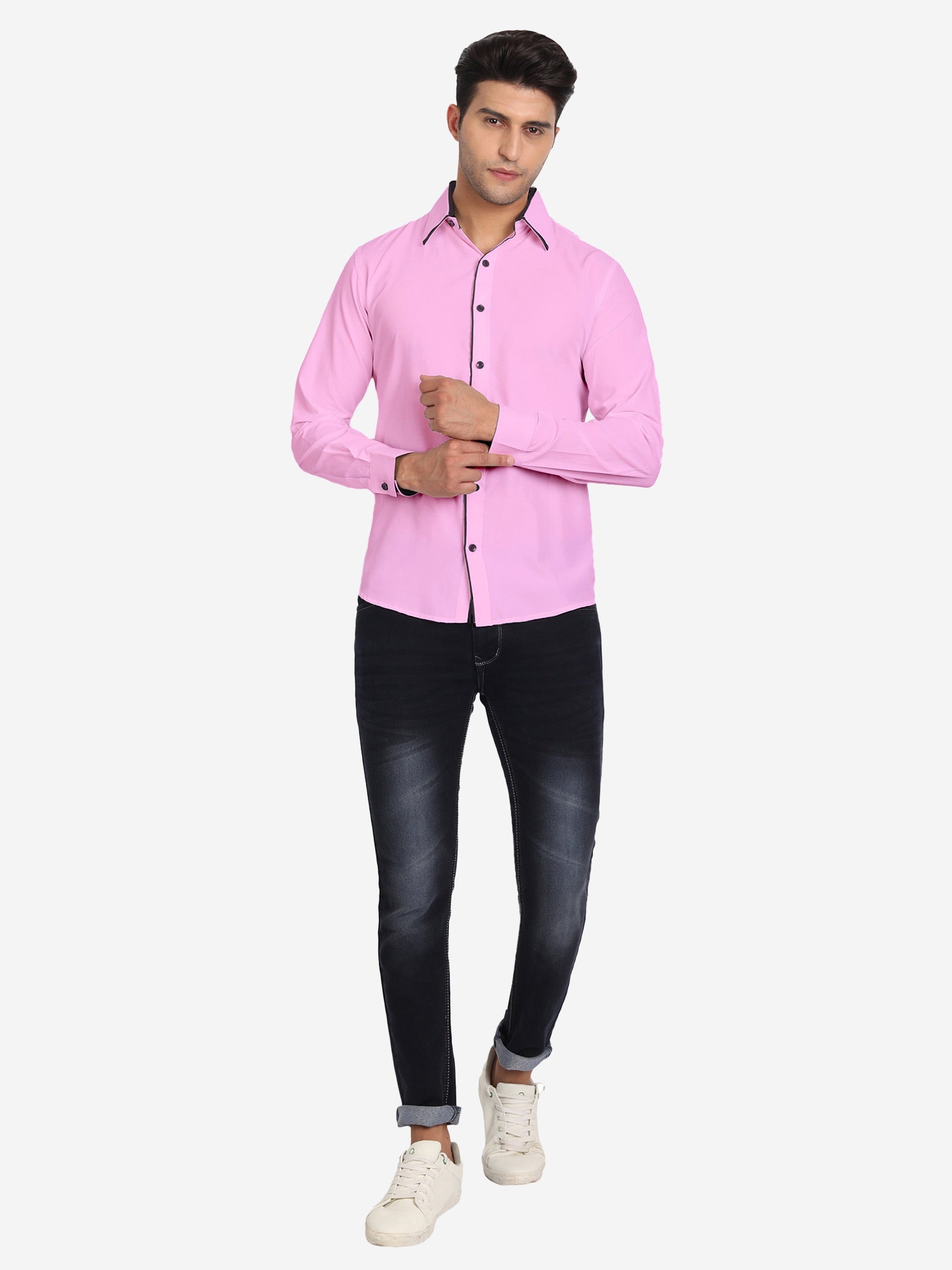 Men's Casual Full Sleeve XMan Shirt in White by BLUE ROBED, detail view